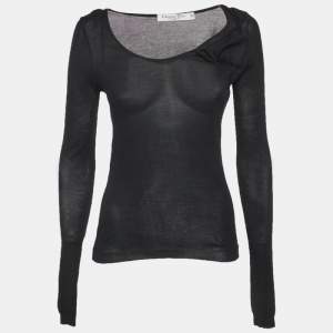 مملوكة مسبقًا Christian Dior Black Knit Ruched Top S