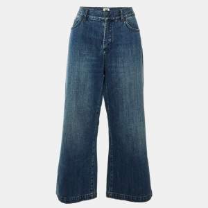 Pre Owned Christian Dior Navy Blue Denim Cropped Jeans M