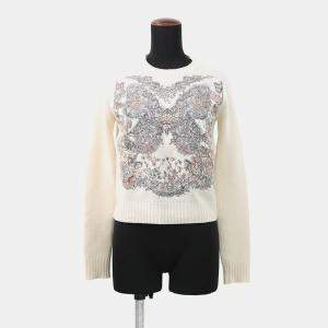 مملوكة مسبقًا كنزة ديور باترفلاي أروند ذا وورلد محبوكة مقاس 34 عاجي/متعدد الألوان