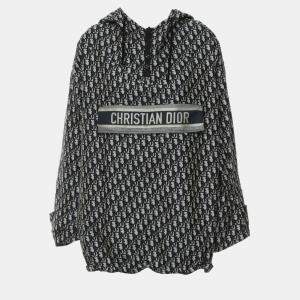 Pre Owned Dior Mesh Technology Oblique Navy Blue Hooded Jacket