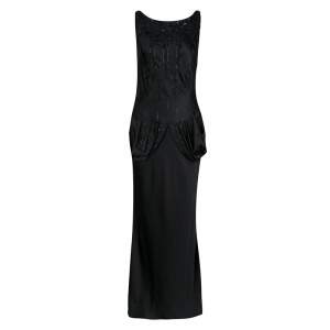 Dior Black Embellished Draped Sleeveless Gown M