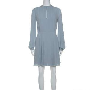 Dior Pearl Grey Silk Crepe Pleated Dress S