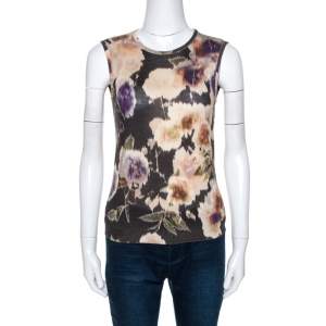 Dior Multicolor Floral Print Wool Silk Knit Sleeveless Top M