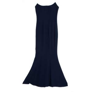 Dior Boutique Navy Blue Crepe Strapless Gown S