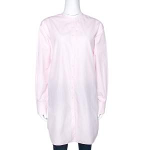 Dior Light Pink Cotton Button Front Tunic Shirt M