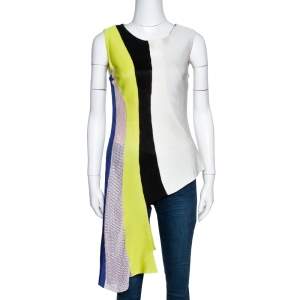 Dior Multicolor Color Block Knit Asymmetrical Top M