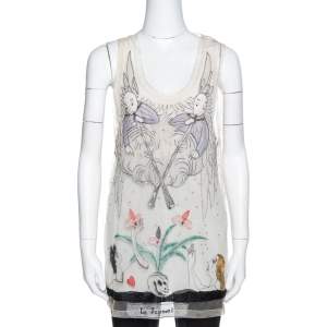 Dior Cream Le Jugement Embroidered Tulle Sleeveless Top S