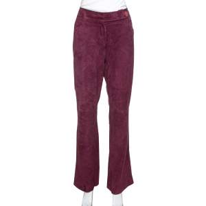 Dior Bordeaux Suede Flared Trousers M