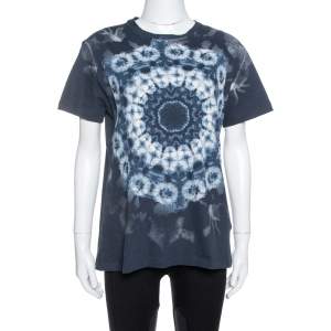 Dior Midnight Blue Printed Cotton & Linen Kalei Diorscopic T-Shirt M
