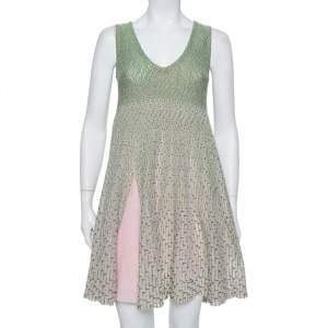 Dior Green & Pink Lurex Knit Flared Tent Dress S