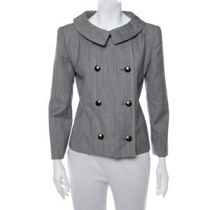 Christian Dior Grey Wool Double Breasted Vintage Blazer M