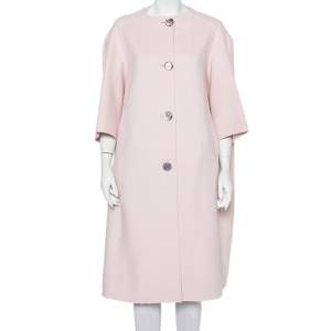 Christian Dior Pink Cashmere Button Front Mid Length Coat S