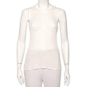 Christian Dior Off-White Perforated Knit Tank Top M 