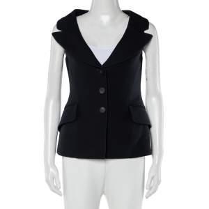 Christian Dior Black Wool & Silk Sleeveless Blazer S
