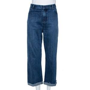 Dior Indigo Washed Denim Logo Selvedge Boyfriend Jeans L