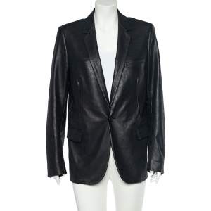 Dior Black Faux Leather Button Front Jacket XXL