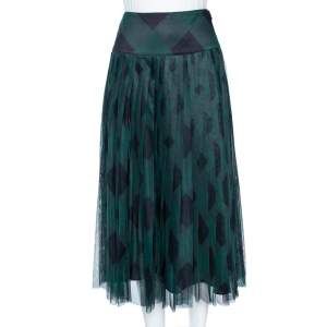 Dior Fantasy Green Cotton Pleated Long Skirt S
