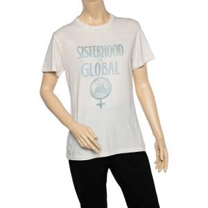 Christian Dior White Sisterhood Printed Cotton And Linen Oversized T-Shirt S