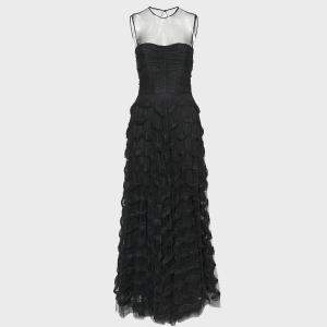 Christian Dior Black Lace Embellished Detail Sleeveless Gown M