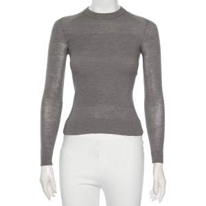 Christian Dior Grey Silk & Cashmere Knit Sweater S