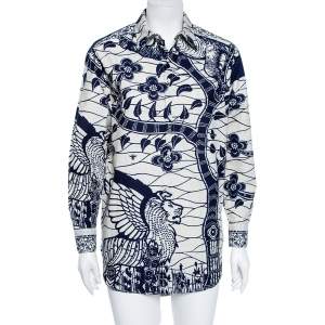 Dior Blue Printed Cotton La Roue De La Fortune Oversized Shirt S