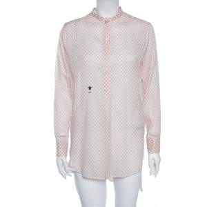 Dior Pink Polka Dotted Cotton Button Front Oversized Shirt S