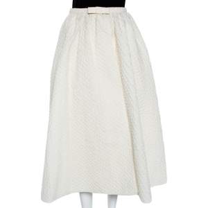 Dior Off-White Crinkled Front Open Maxi Skirt M