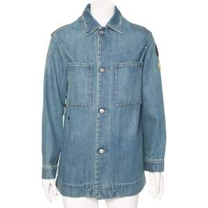Dior Blue Denim & Embroidered Back Button Front Jacket S