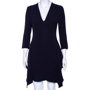 Dior Midnight Blue Silk Ruffled Hem Detailed Dress M