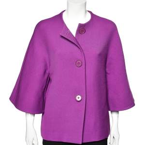 Christian Dior Purple Wool Bell Sleeve Button Front Jacket M