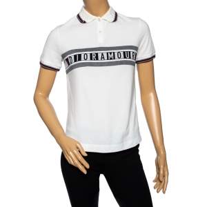 Dior White Cotton Pique Dior Amour Striped Polo T-Shirt S