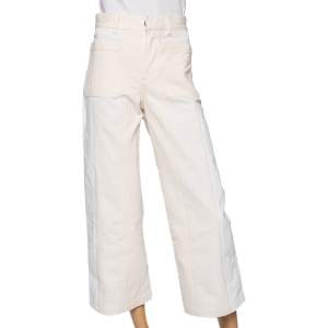 Dior White & Cream Paneled Denim Wide Legged Jeans S 