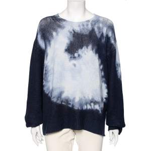 Dior Blue Tie-Dye J' Adior Intarsia Knit Cashmere Oversized Sweater M