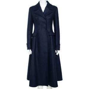 Dior Navy Blue Wool Double Breasted Flared Coat M