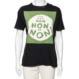 Dior Black Printed Cotton Short Sleeve T-Shirt M