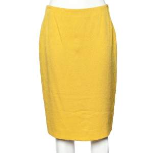 Christian Dior Boutique Yellow Textured Silk Mini Skirt L
