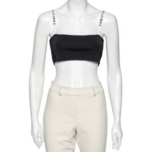 Christian Dior Black Logo Band Detail Knit Bralette Top L