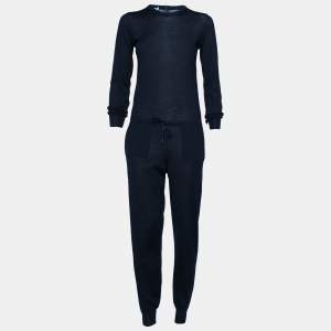 Dior Navy Blue Wool Drawstring Detail Jumpsuit S