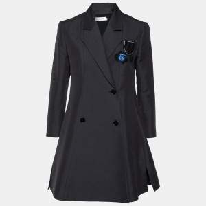 Dior Blue Cotton Sequin Embellished Double Breasted Blazer M