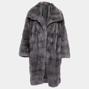 Dior Vintage Grey Fur & Leather Reversible Coat L