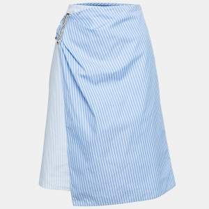 Dior Blue & White Striped Cotton Asymmetric Skirt M