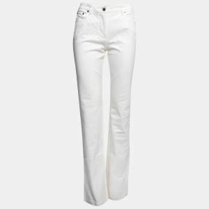 Dior Ivory Denim Logo Embroidered Straight Leg Jeans M