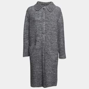 Christian Black and Grey Knit Long Sleeve Button Front Long Cardigan M