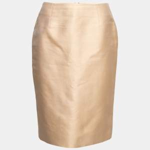 Dior Beige Cotton Back Slit Detailed Skirt M