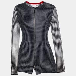 Dior Black/ White Wool Zip Front Cardigan M