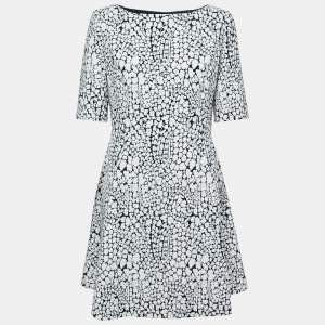 Dior Monochrome Floral Jacquard Short Sleeve Dress L