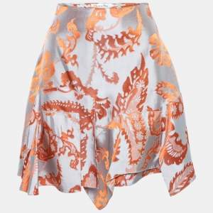 Dior Grey/Orange Floral Silk Skirt M