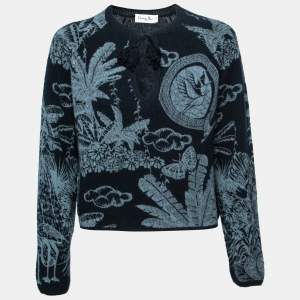 Dior Blue Cashmere Drawstring Detail Sweater M