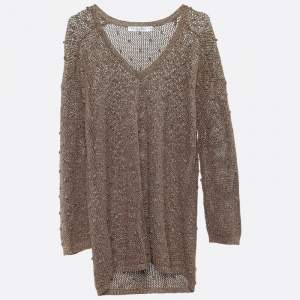 Dior Gold Lurex Knit Long Sleeve Jumper L 