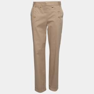 Christian Dior Beige Cotton Button-Embellished Trousers M